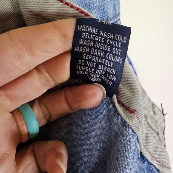 VTG 90s Marithe Francois Girbaud Mens Embroidered Jeans Sz 34 Light Wash Baggy - Picture 13 of 13